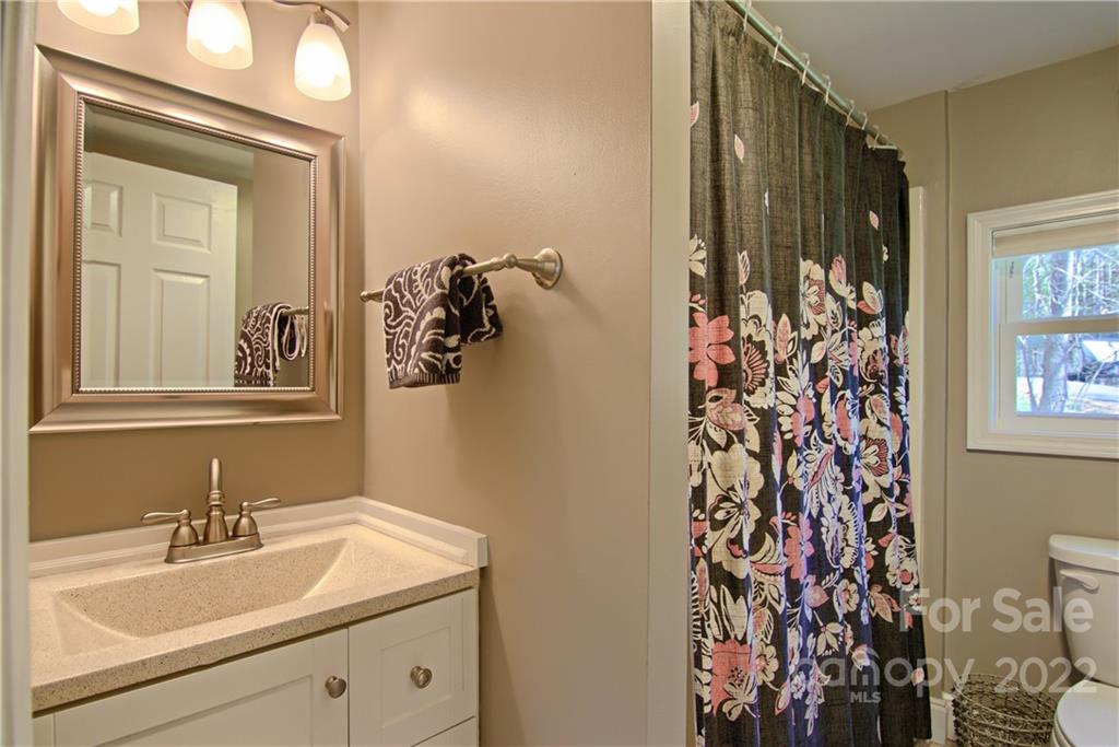 20 Cascade Village Road, Unit 2 Pisgah Forest, NC 28768 - Photo 23 of 36 a bathroom with a sink and mirror with toilet