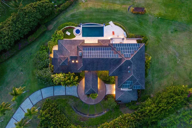 an aerial view of a house