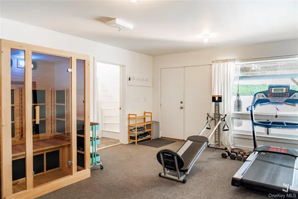 a room with gym equipment