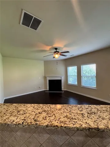 a front view of a house with a fireplace