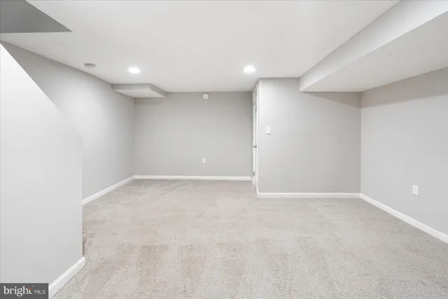 an empty room with a workbench