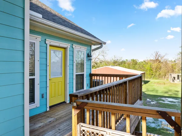 a view of a balcony with an outdoor space