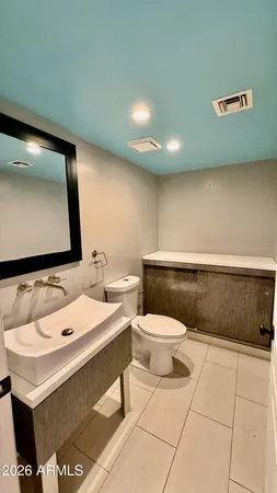 a bathroom with a toilet a sink and a mirror