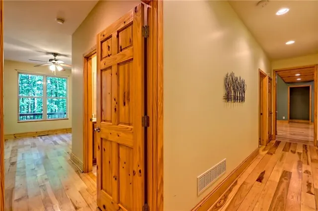 a view of a lush green hillside and a mountain