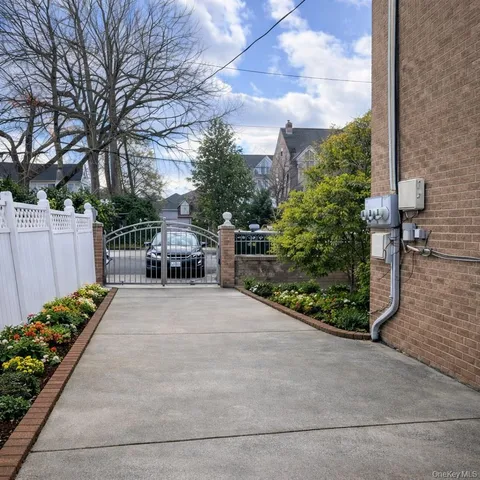 a view of a garden with potted plants
