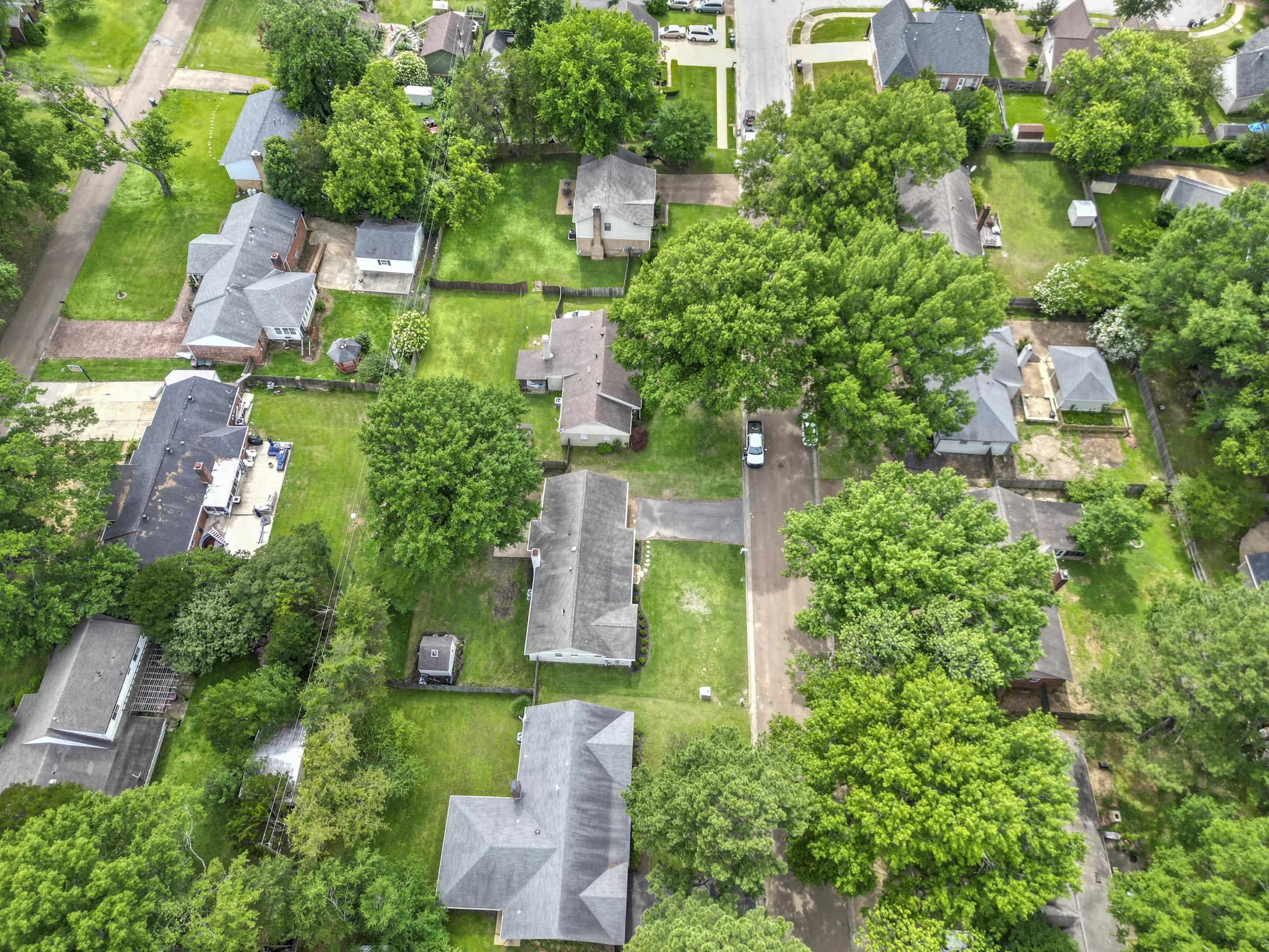 499 Duscoe Street Collierville, TN 38017 - Photo 36 of 38 an aerial view of residential house with outdoor space and trees all around