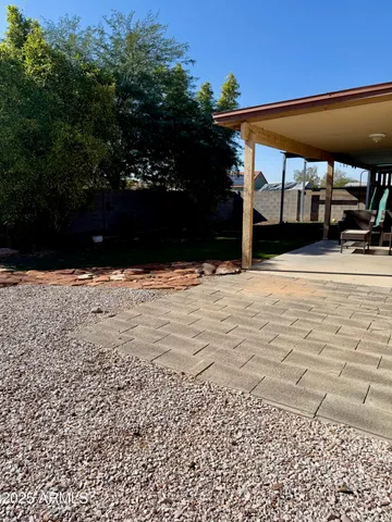 a view of street with patio