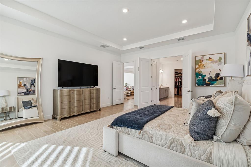 4848 Rosatti Road Wesley Chapel, FL 33543 - Photo 42 of 90 a spacious bedroom with a bed and a flat screen tv