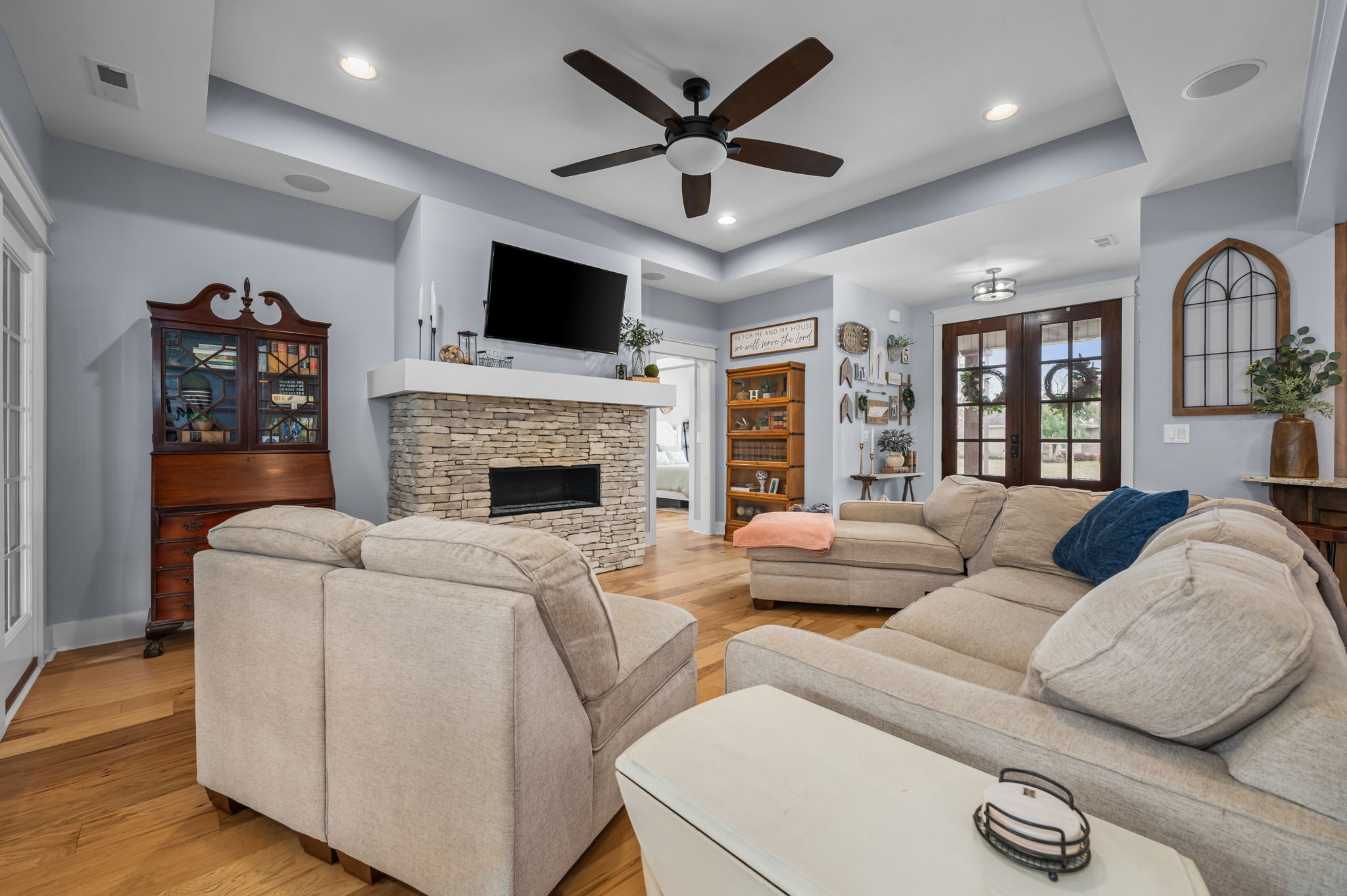 223 Duck River Road Manchester, TN 37355 - Photo 8 of 73 a living room with furniture fireplace and a flat screen tv