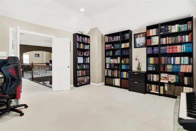 a view of a room with shelves