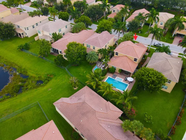 an aerial view of a house
