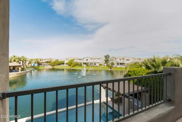 a view of a lake with houses
