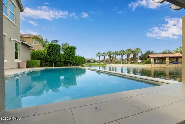 a view of a park with swings