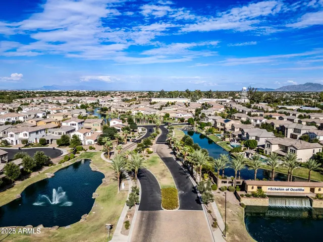 a view of a lake with houses