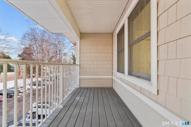 a view of wooden balcony