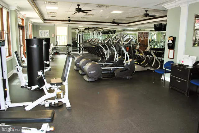 a view of a room with gym equipment