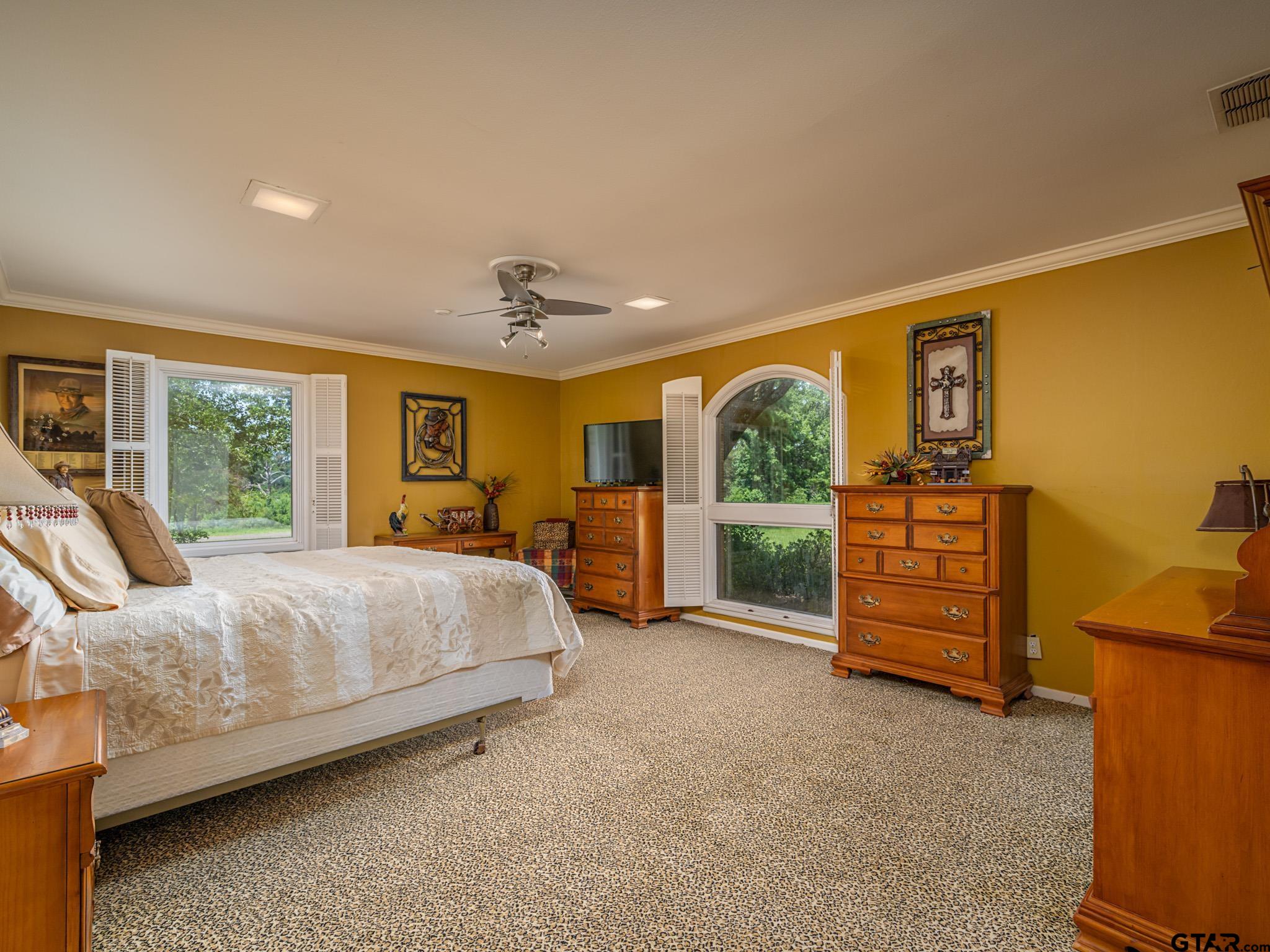 16611 Old Noonday Road Tyler, TX 75703 - Photo 18 of 46 a spacious bedroom with a bed a dresser and large window