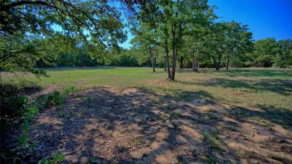 a view of outdoor space with trees all around
