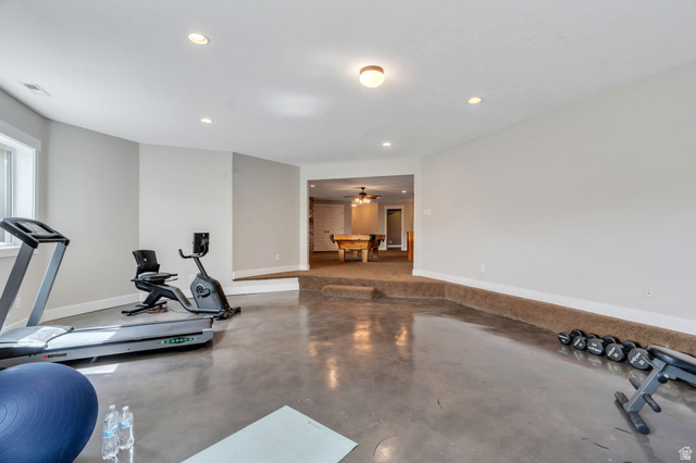 1355 West 1000 South Mapleton, UT 84664 - Photo 53 of 74 Exercise area with recessed lighting and ceiling fan