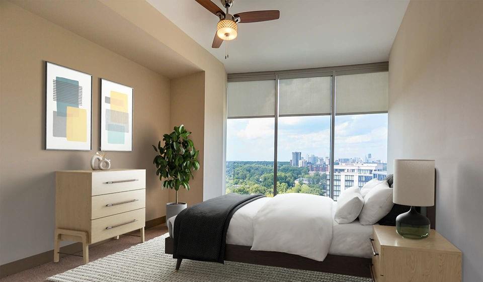 2171 Peachtree Road Northwest, Unit 3B3BA Atlanta, GA 30309 - Photo 6 of 17 a bedroom with a bed and a window