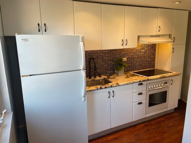 700 West Bittersweet Place, Unit 308 Chicago, IL 60613 - Photo 6 of 11 a kitchen with stainless steel appliances a refrigerator and a stove