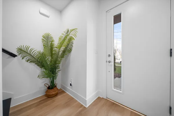 a view of a house with a potted plant
