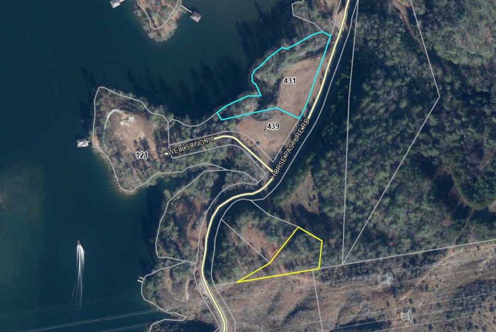 431 Horse Pasture Road Sunset, SC 29685 - Photo 17 of 19 From Pickens. Note: Photographs showing approximate lot line locations are NOT intended to be representative of a survey. Property lines depicted on aerial photographs may not be representative of actual property lines. Septic lot outlined in yellow.
