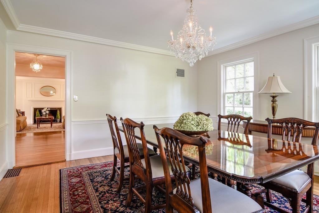 34 Lowell Road Wellesley, MA 02481 - Photo 5 of 14 a view of a dining room with furniture wooden floor and chandelier