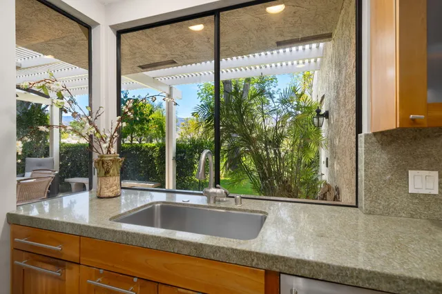 a view of a sink and window