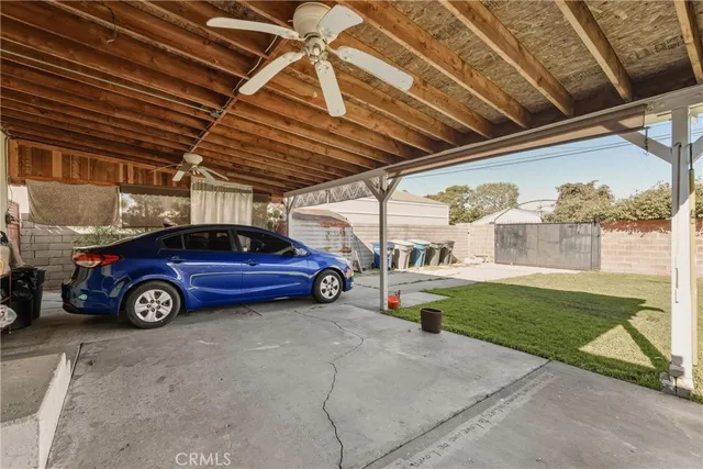 a view of a car in garage