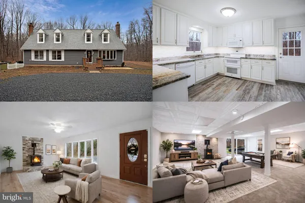 a living room with furniture and a kitchen