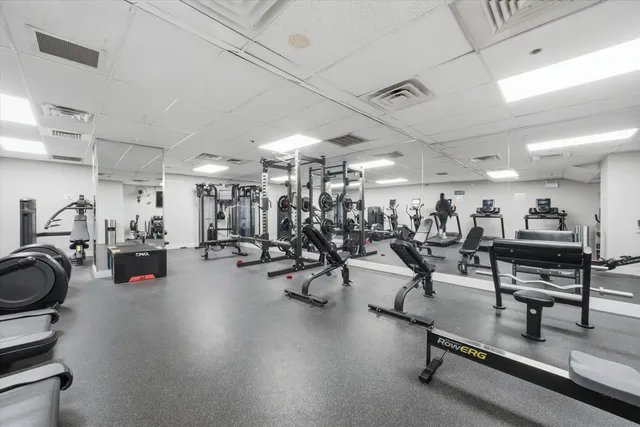 a view of a room with gym equipment