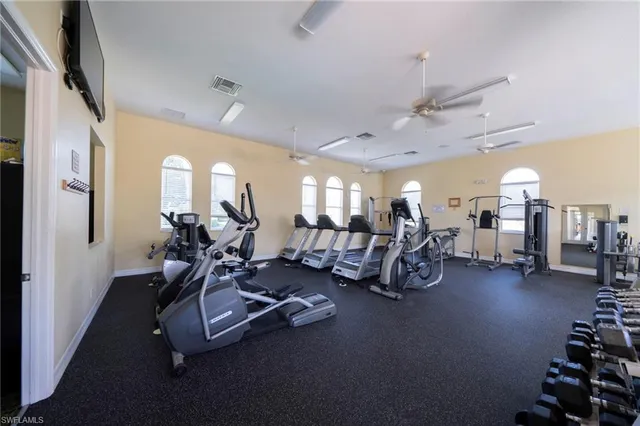 a view of a room with gym equipment