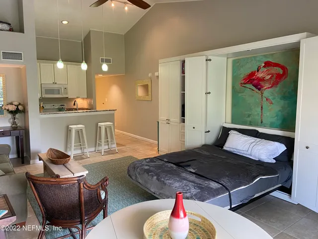 a living room with furniture