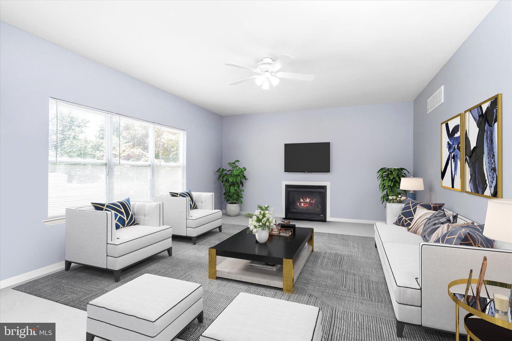417 Flock Road Hamilton, NJ 08619 - Photo 15 of 36 a living room with furniture fireplace and a large window