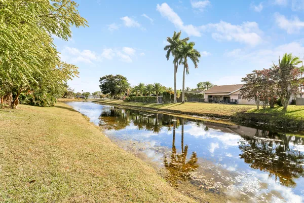 a view of a lake with outdoor space