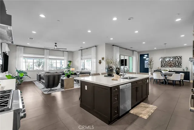 a kitchen with lots of counter top space