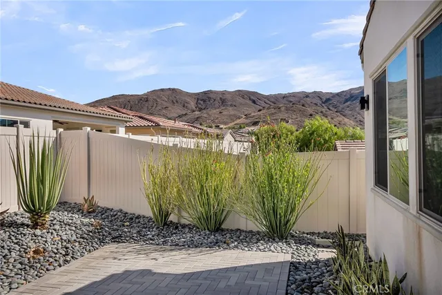 a view of a terrace with a garden