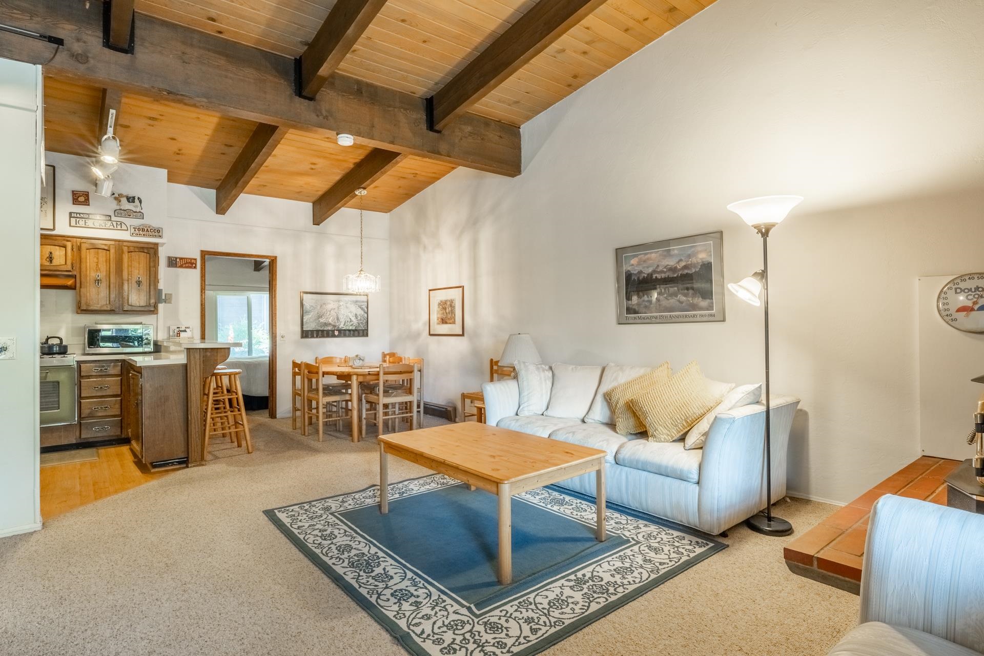 50 Hidden Valley Road, Unit 17 Mammoth Lakes, CA 93546 - Photo 6 of 40 Vaulted wood-paneled ceiling with exposed beams