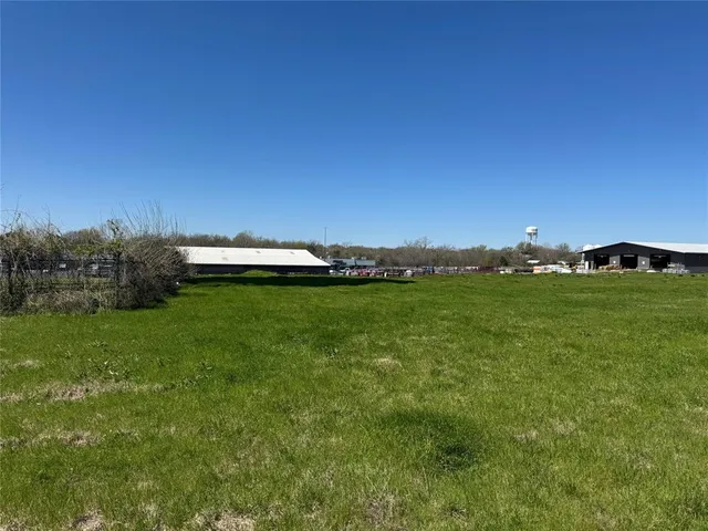 a view of a grassy field with trees