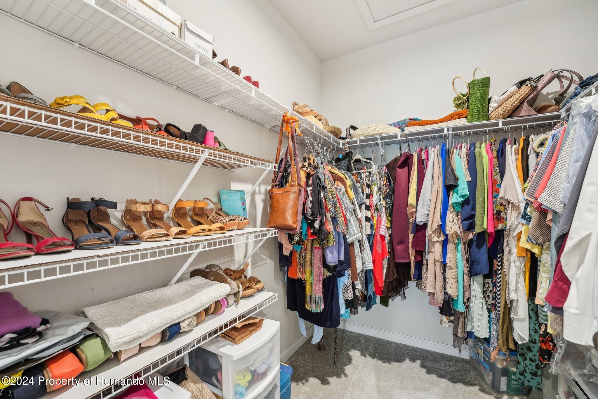 12214 Grizzly Lane New Port Richey, FL 34654 - Photo 31 of 49 a view of walk in closet with clothes and shoes