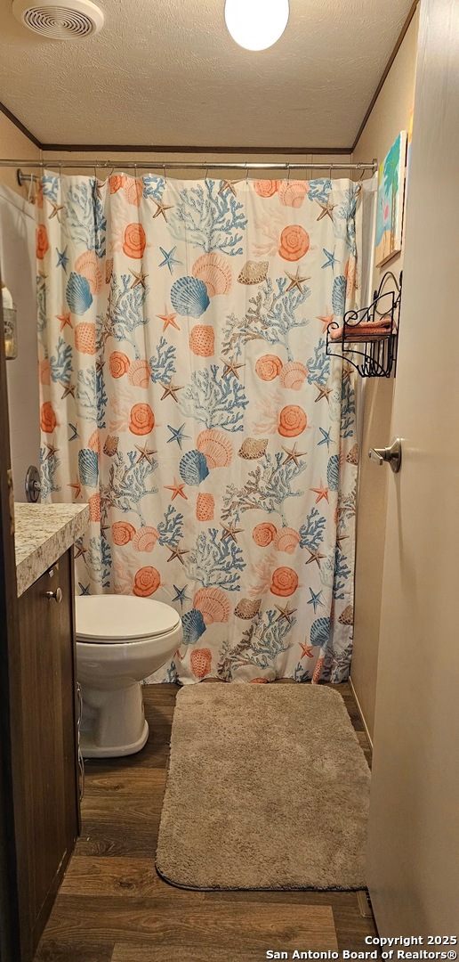 275 W Trail Pleasanton, TX 78064 - Photo 11 of 17 a bathroom with a toilet and a shower curtain