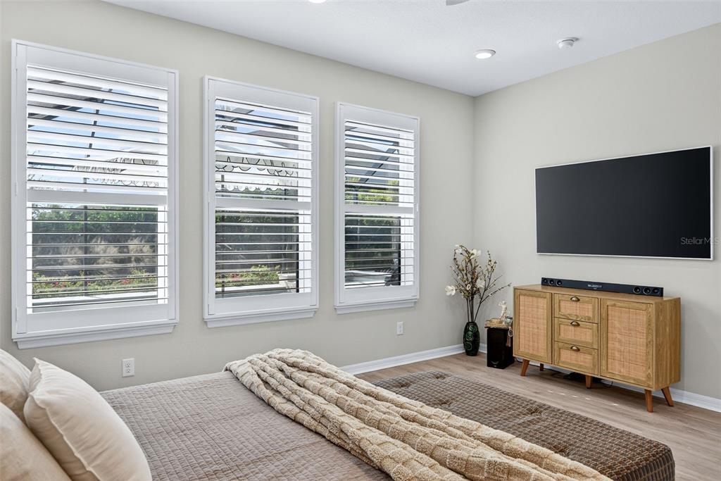 16106 Culpepper Drive Lakewood Ranch, FL 34211 - Photo 74 of 99 a spacious bedroom with a bed and flat screen tv