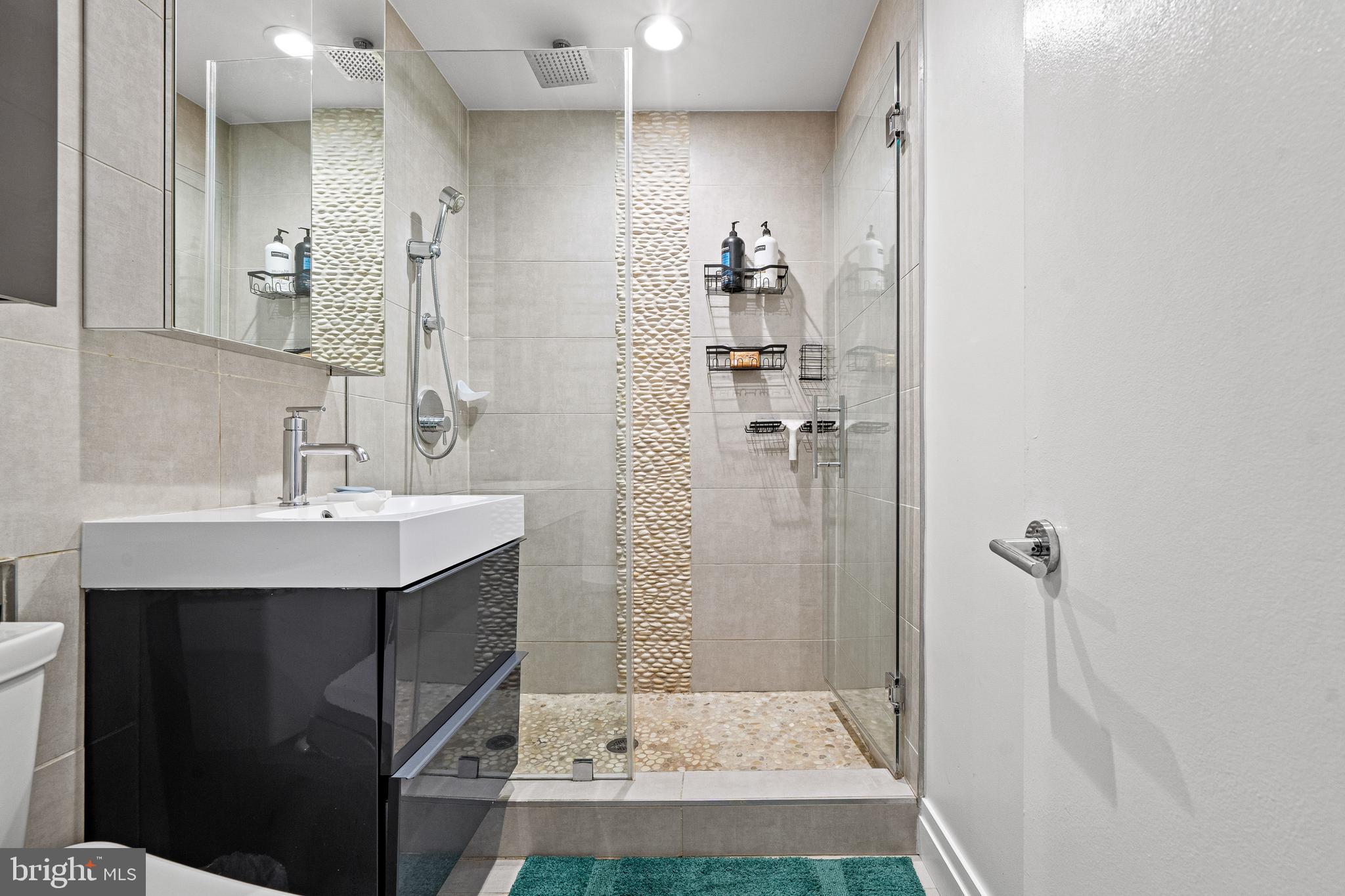1674 Chimney House Road Reston, VA 20190 - Photo 17 of 39 a bathroom with a sink a toilet a shower and a mirror