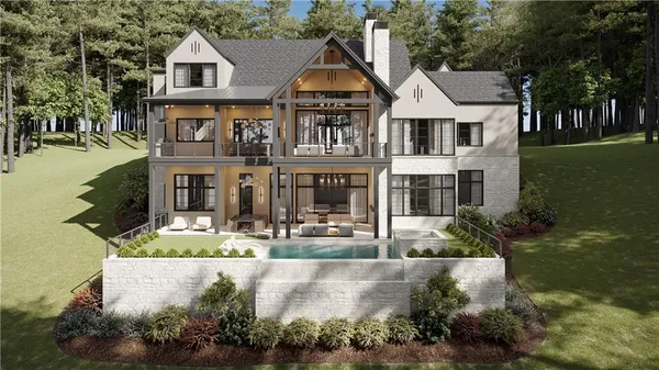 an aerial view of a house