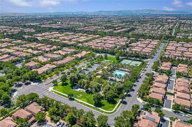 an aerial view of a garden