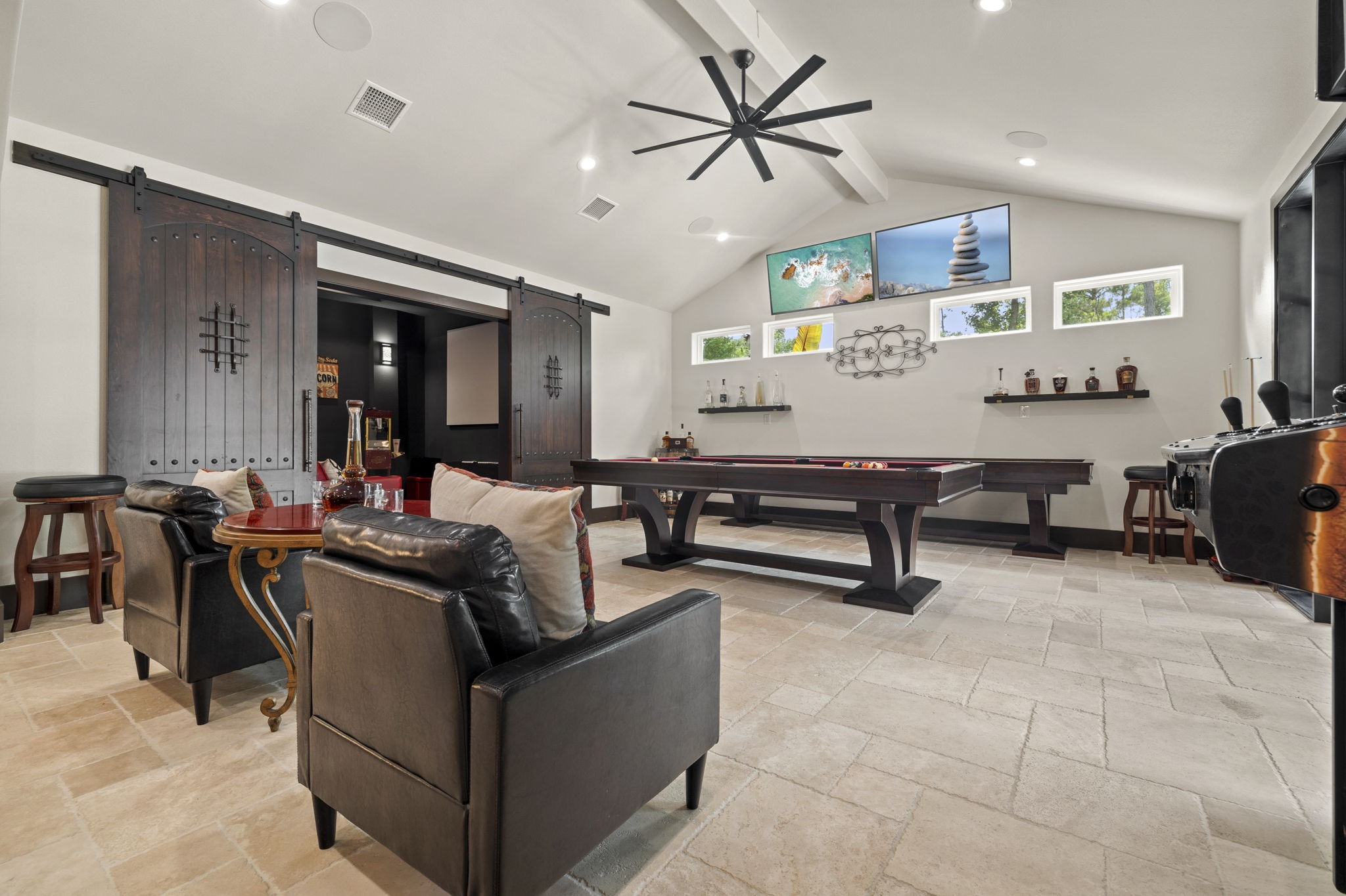 4322 Maple Rapids Court Spring, TX 77386 - Photo 21 of 48 View into the custom wood double sliding doors that lead into theater room.