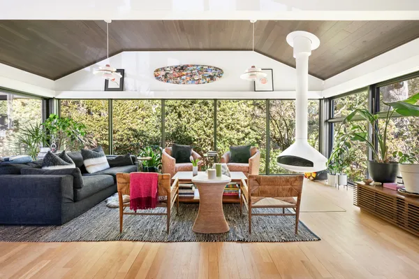 a outdoor living space with furniture and window