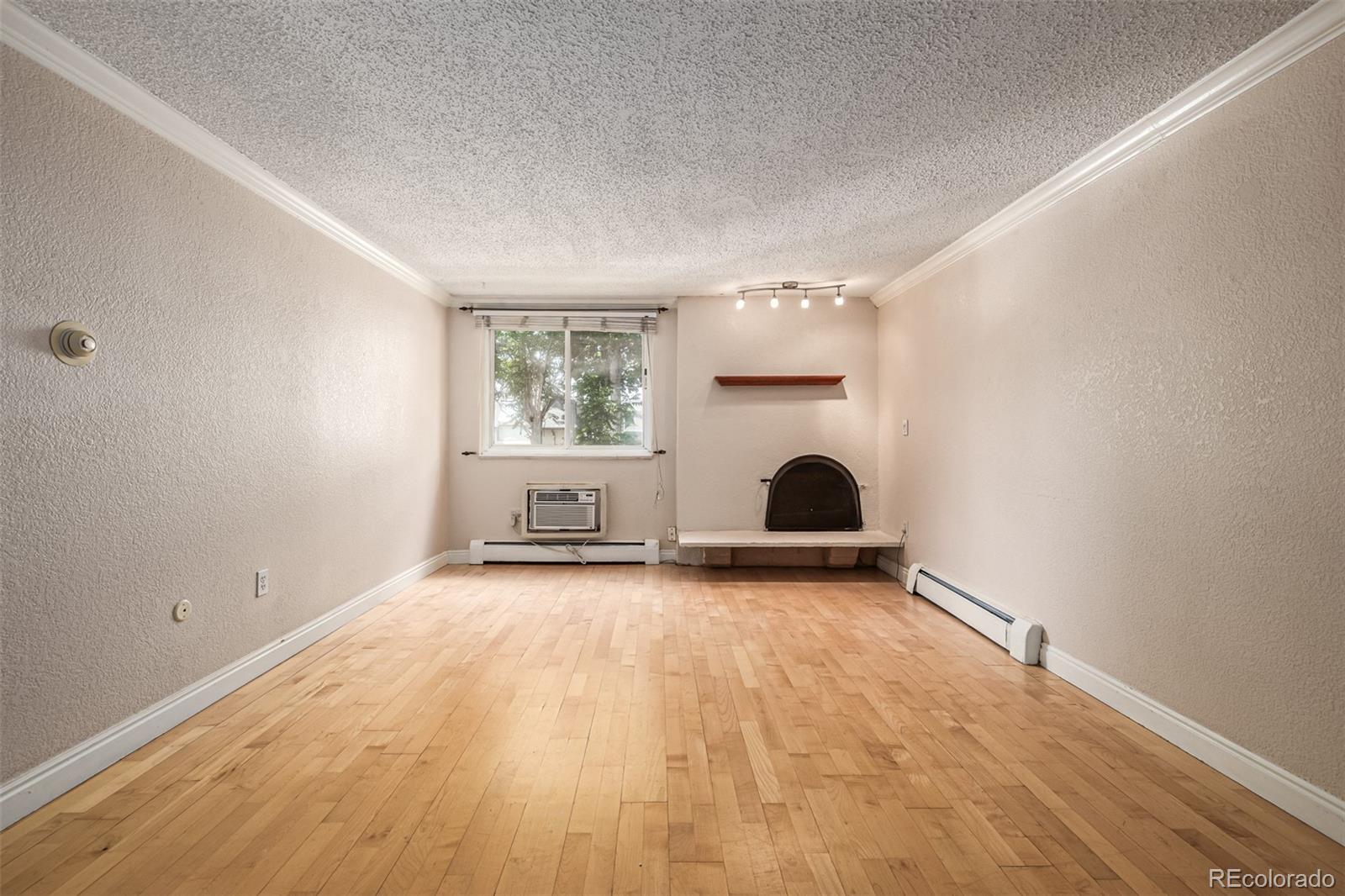 1125 North Washington Street, Unit 207 Denver, CO 80203 - Photo 9 of 33 a view of an empty room with a fireplace and a window