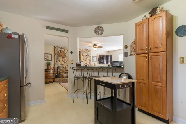 a dining room with furniture and a table